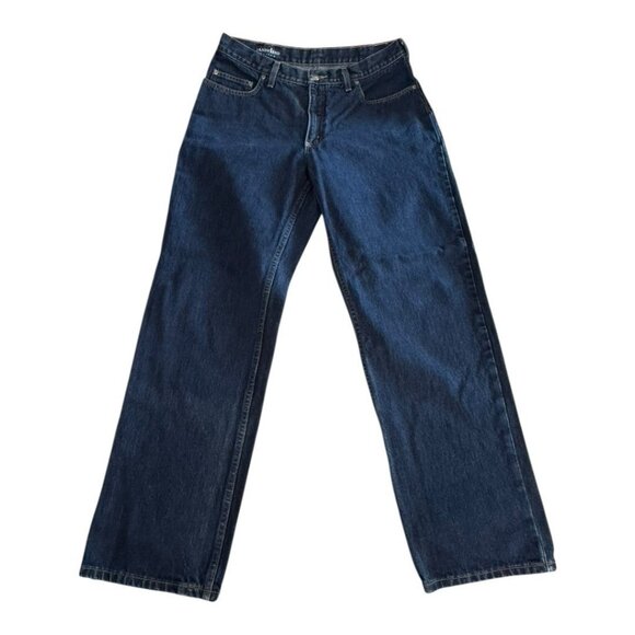 Lands End Mens Square Rigger Jeans~Size 35 x 31~Blue Dark Wash Straight ~ L14 27 - Picture 3 of 9